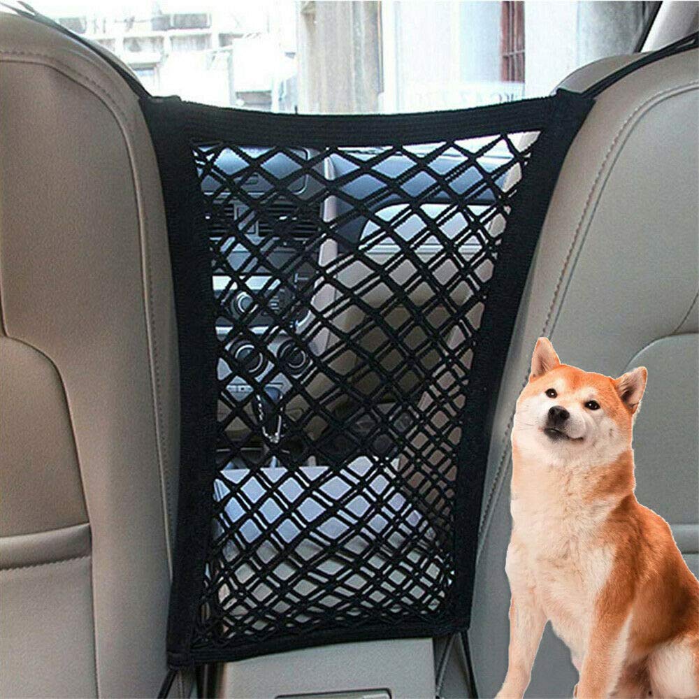 EUYuan Car Pet Barrier, 2 Pcs Universal Dog Net Car Seat Storage Mesh Organizer for Dog Kids Barrier Disturb Stopper Storage Pouch Black