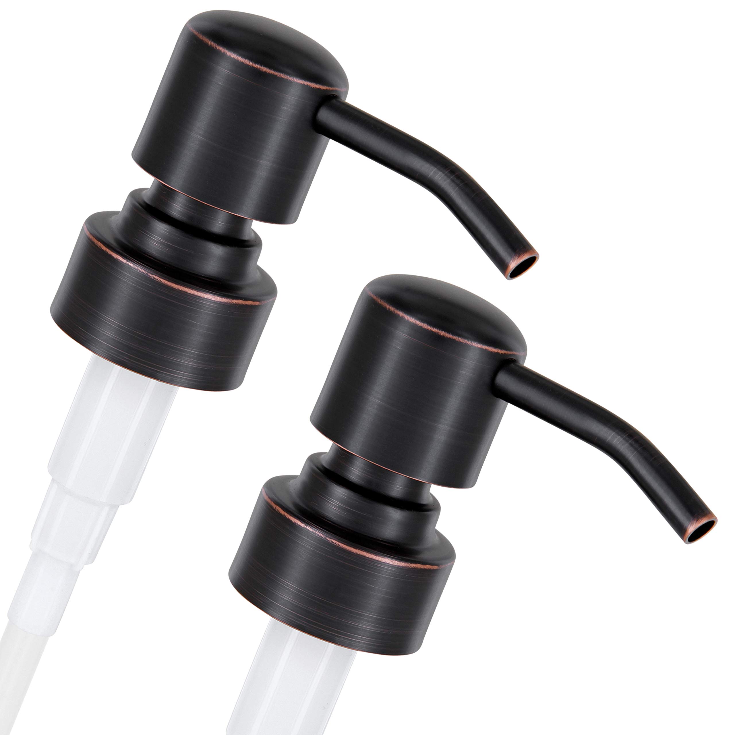 ALTGLAS 2 Pcs Soap Dispenser Pump Head 'Zagreb' - Spare Replacement for Standard Neck Size - 26-28 mm Thread From Stainless Steel (Black Copper Oil-rubbed)