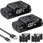 YUANHOT LED Display Rechargeable Battery Pack for Xbox Series X/S/One/Elite | 2 Pack 1400mAh Portable Battery, LED shows exact %, Play While Charging, +30 Hours gaming Life, Fast Charge Play &amp; Charge Kit