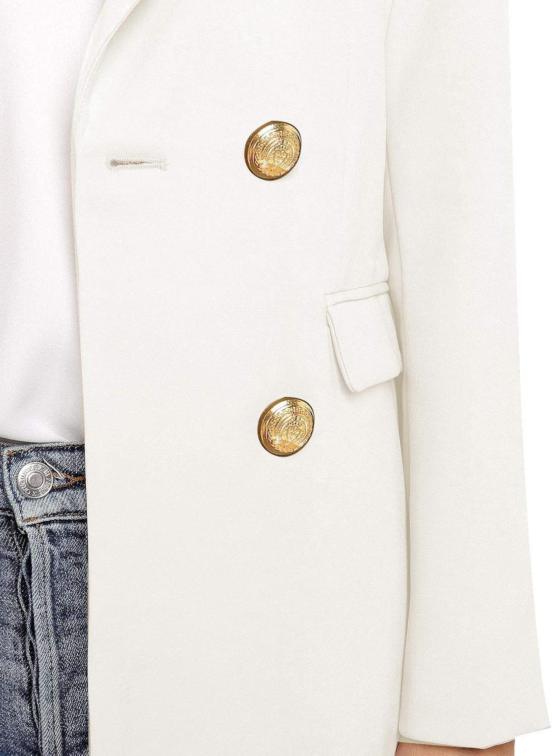 Vetinee Women's Lapel Pocket Blazer Suit Long Sleeve Buttons Work Office Jacket at  Women’s Clothing store