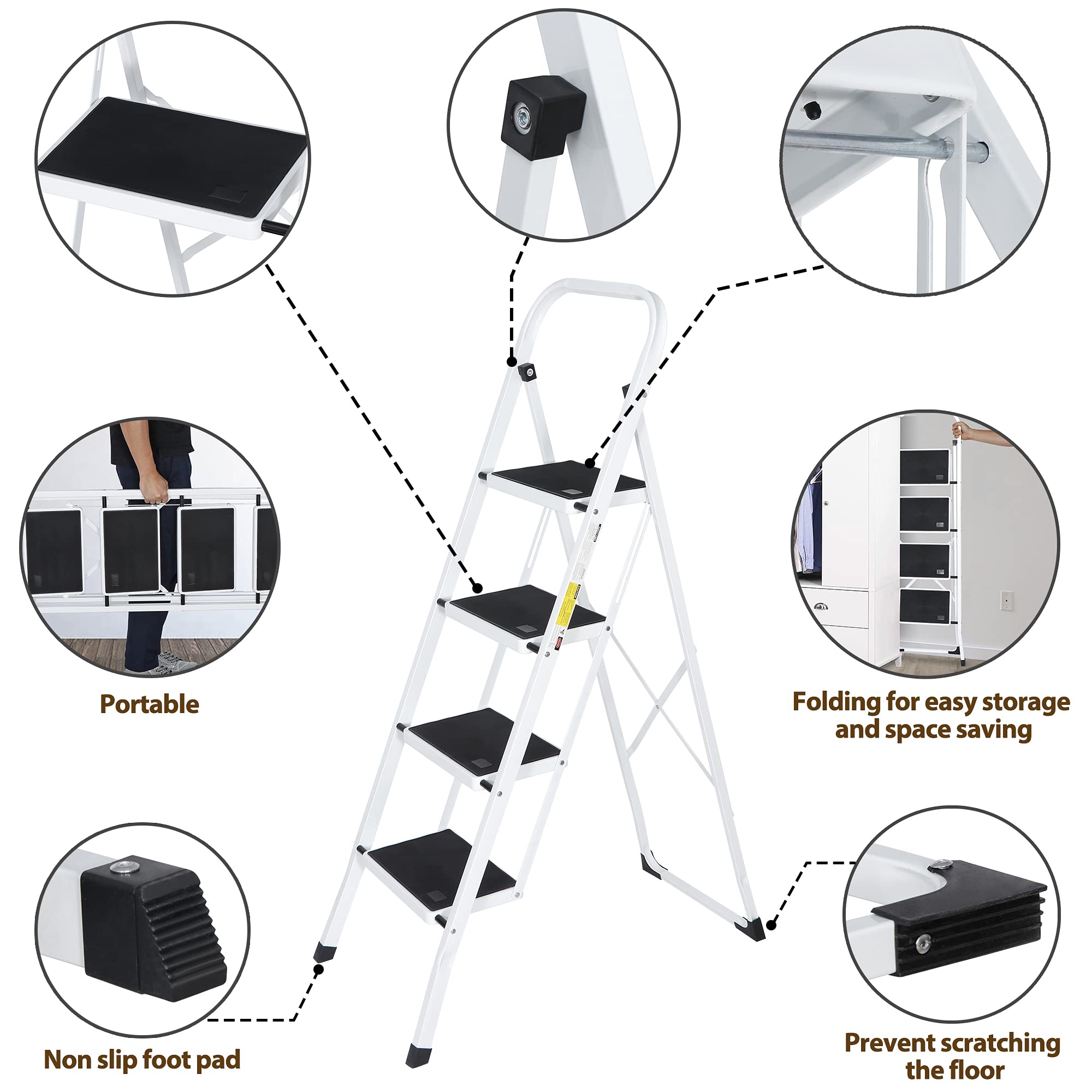 Mua JungleA Step Ladder 4 Step Folding Step Stool for Adult,Foldable ...