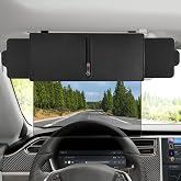 Veharvim Polarized Sun Visor for Car with Zipper Slider, Upgraded UV400 Sun Visor Extension with PC Lens and 2 Side Sunshade, Anti-Glare Visor for Safe Driving,UV-Filtering/Protection (Zipper Slider)