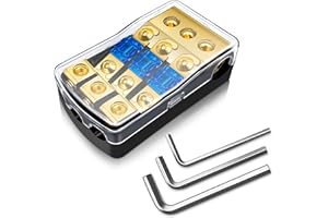 BULVACK 3 Way Mini ANL Fuse Holder, Copper 0/2/4 Gauge to 4/6/8 Gauge 60 Amp Fuse Distribution Block for Car Truck Boat Audio Stereo Amplifier