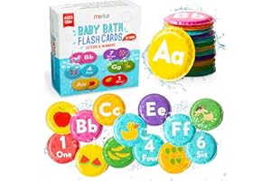 merka Bath Toys Flash Cards - 36-Pc Multicolor 2.25-Inch Foam Alphabet & Number Cards - Waterproof Bath Time Toddler Learning Toys for Ages 1-3