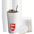 20 OZ Foam Cups With Lids for Hot & Cold Drinks, USA-Made 25-Pack. Ideal Styrofoam Coffee Cups, Insulating To-Go Cups for Soda, Tea, Juice - Sturdy, Disposable & comparable to Industry standard 20J20