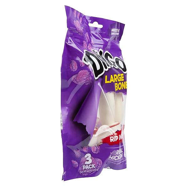 DINGO RAWHIDE BONE, LARGE, 3-COUNT
