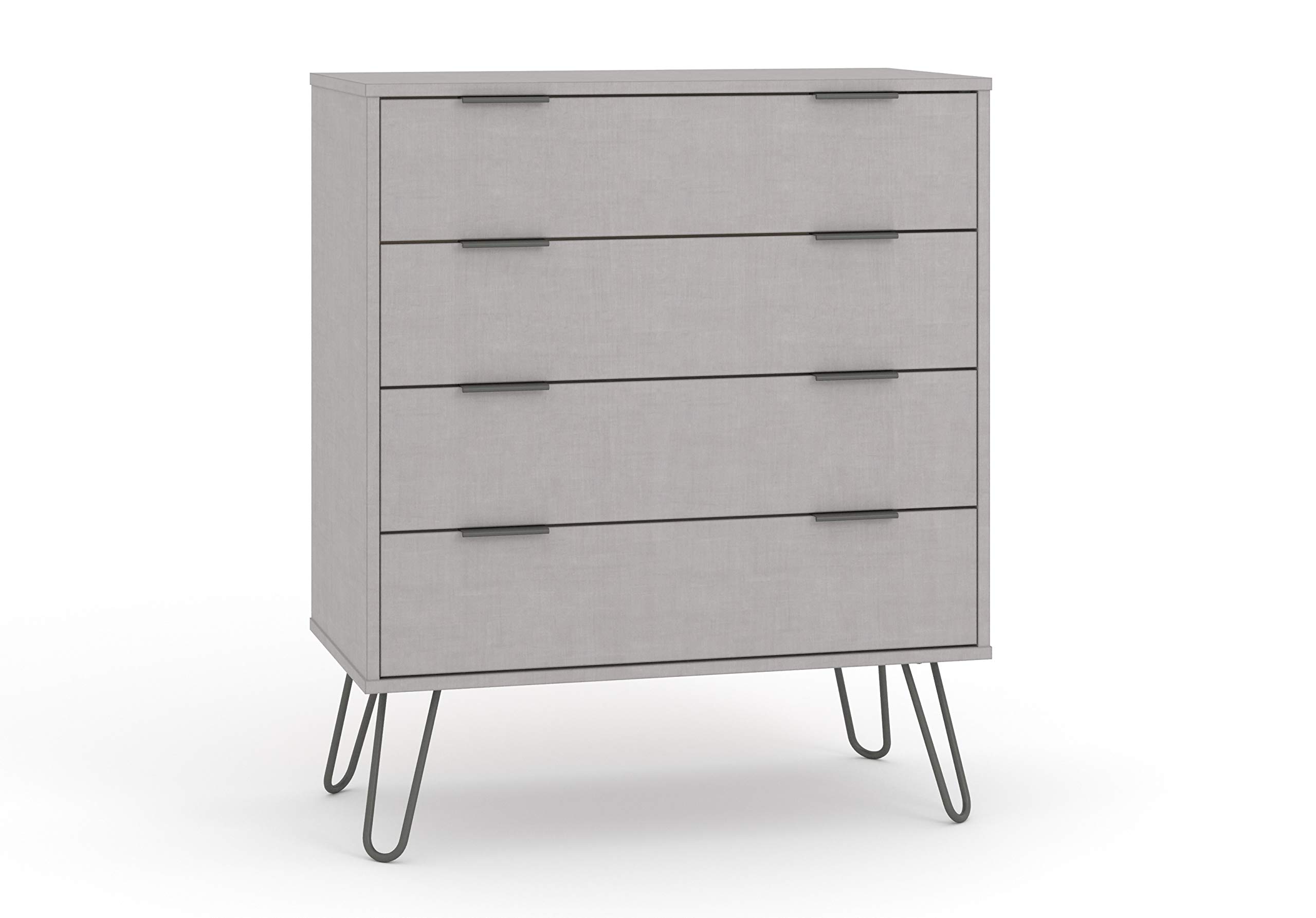 Home Source Chest of Drawers Cabinet Organiser, Wooden Industrial Bedroom Storage, Hairpin Legs, Grey, 4 Drawer