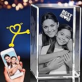 PD 3DPIXDANCE 3D Crystal Picture Frame, 3.15 x 1.97 inches, Personalized Gift for Him, Her, Dad and Mom, Custom Picture Gifts for Birthday, Anniversary, Mothers Day, Memorial, Pet Lovers