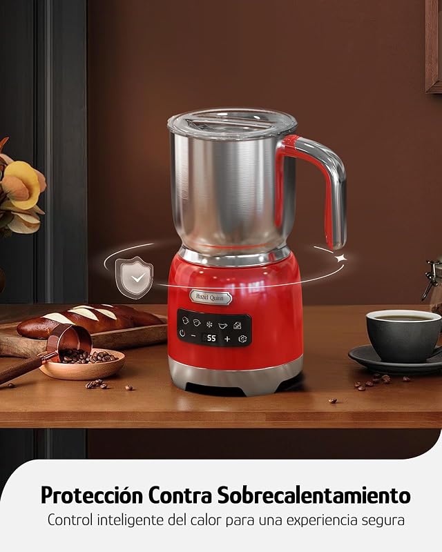 Espumador de Leche 5 en 1, Frío y Caliente, LED, 400 ml, Rubí — foto 6 de 8