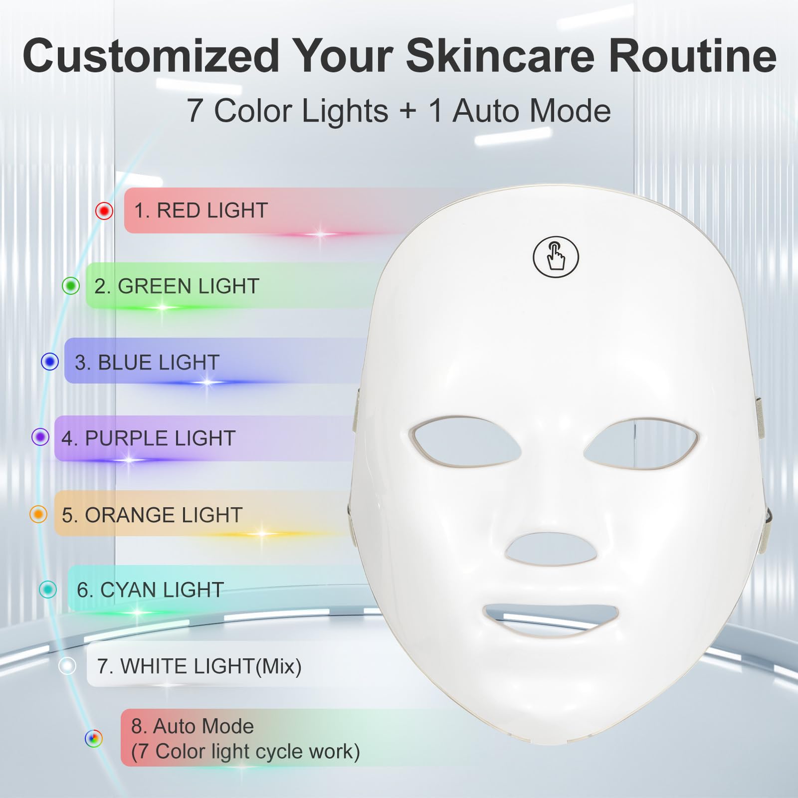 SUERBEATY Red Light Mask For Face, 7-1 Colors Red Light Face Mask, Facial Mask Skincare At Home, Cordless, Portable and Rechargeable