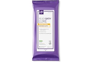 MEDLINE Medlind ReadyBath LUXE (8 Wipes/1 Pack), Scented, Extra Thick Adult Bath Wipes, No Rinse Formula with Aloe, Shower Wipes for Sensitive Skin, Hypoallergenic & Alcohol-Free Body Wash Wipes, 8 x 8 Inch