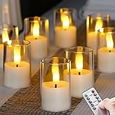 Zevanor Flameless Small Tea Light LED Candles, Acrylic Battery Operated Votive 1.7" x2.5" with Remote Control and Timer, Tealight White Flickering Warm Light Pack of 8 Electric Long Lasting