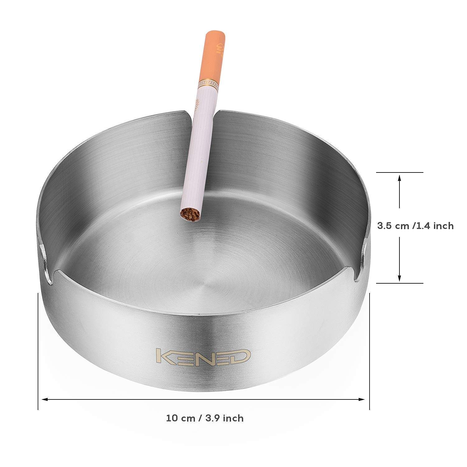 Aschenbecher, 4 Packung mit 10 cm Edelstahl Tischplatte, Runder Zigarrenaschenbecher Geeignet für Zigaretten Aschenbecher in Privathaushalten, Hotels, Restaurants, Büros und im Draußen