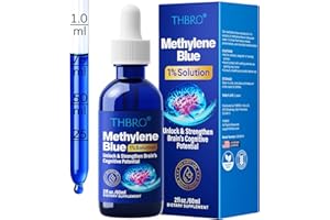 THBRO Methylene Blue Pharmaceutical Grade 1% Solution: USP Drops for Human - 3rd Party Tested No Formaldehyde & Alcohol 2Fl oz