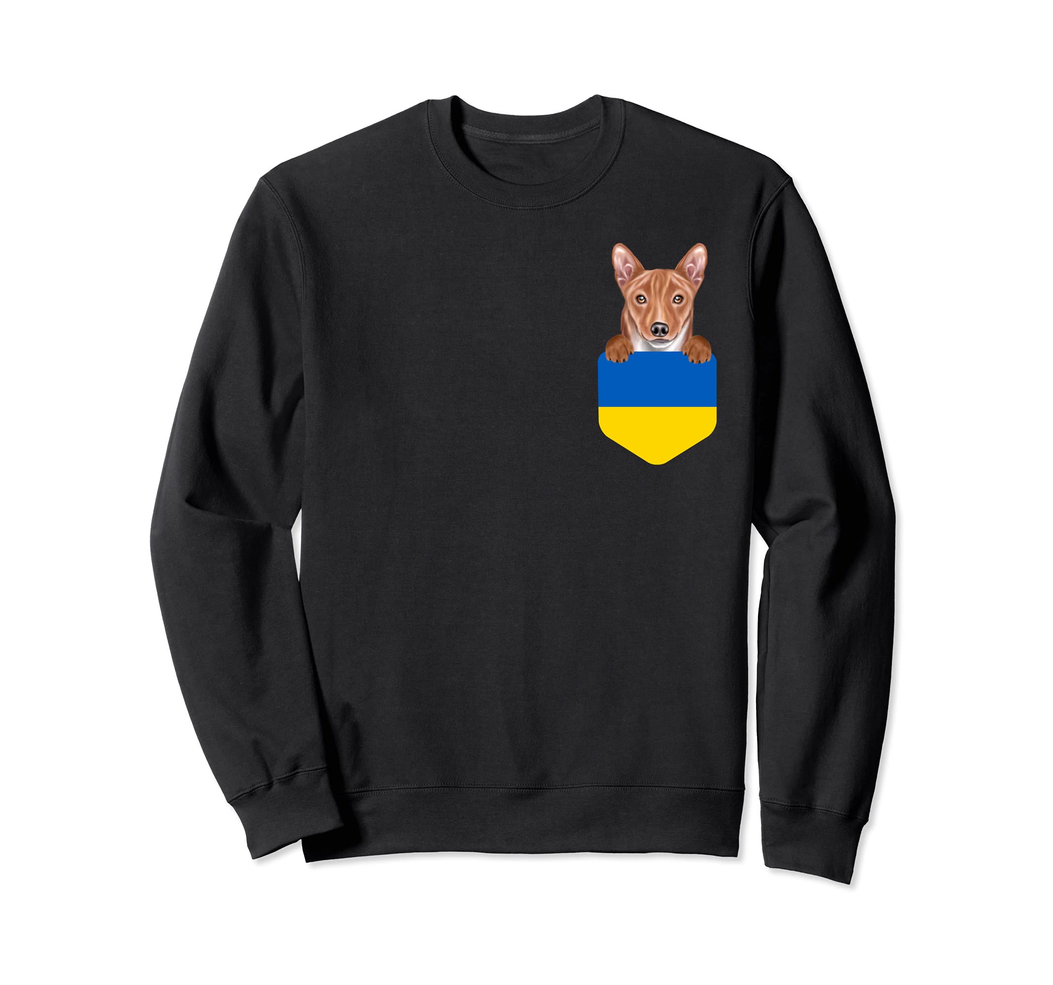 Ukraine Flag Basenji Dog In Pocket Sweatshirt