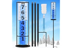 RYOEIKT Rain Gauge Outdoor Upgraded, Accurate Freeze Proof Thickened Rain Gauges Outdoors Best Rated, Large Clear Numbers and Adjustable Height Rain Measuring Tool for Garden, Yard, Lawn, Patio, and Farm Use