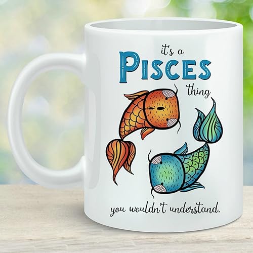 Amazon Com Pisces Zodiac Fish Sign Coffee Cup March April Birthday Gift Microwave Dishwasher Safe Ceramic Handmade