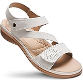 Littleplum Womens Sandals Arch Support – Comfortable Flat Sandals for Women, Summer Breathable Adjustable Orthotic Walking Shoes for Beach,Travel