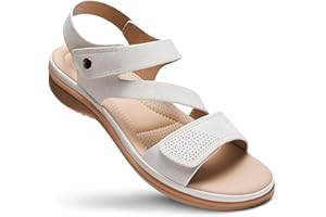 Littleplum Womens Sandals Arch Support – Comfortable Flat Sandals for Women, Summer Breathable Adjustable Orthotic Walking Shoes for Beach,Travel