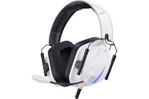 Vakedy HW12 Gaming Headset for PC,PS5,PS4,Xbox One,Switch,Gaming Headphones with Microphone Wired Headset with 3.5mm Audio Jack (White)