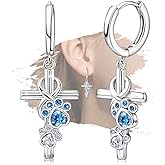 Paw Print Hoop Earrings for Women Sterling Silver Cute Pet Puppy Cat Dog Paw Print Hoop Earrings Hypoallergenic Cubic Zirconia Loop Earrings Dainty Earrings Gifts for Christmas Birthday Anniversary