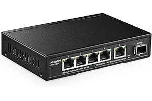 MokerLink 5 Port 2.5G Ethernet Switch with 10G SFP, 5 x 2.5G Base-T Ports Compatible with 10/100/1000Mbps, Metal Unmanaged Fanless Network Switch