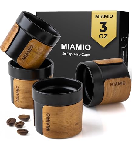 Tasse Céramique Double Paroi ROSSO CAFFÈ Réserve Noire 120ml - Cappuccino Lungo, Sans BPA, Lave-Vaisselle