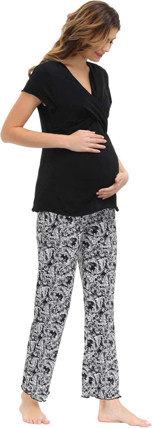 black maternity nursing pyjamas