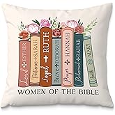 Fuasei Women of The Bible Verse Pillow Covers, Christian Reading Book Floral Pillow Covers 18x18, Bible Gifts for Women, Christian Religious Gifts for Women，Christian Room Decor Pillow Covers
