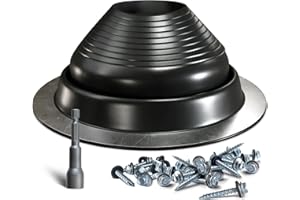 VIVIDA #6 EPDM Metal Roof Pipe Flashing Boot, Flexible Roof Jack Flashing Boot for Pipe OD 5" to 9", Screws & Hex Socket Included, Black, 1 Pack