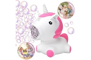 XINGYING Unicorn Bubble Machine for Kids - Portable Automatic Bubble Machine with Lights - Ideal for Parties, Birthday Gift for Boys Girls 4 5 6 7 8 9