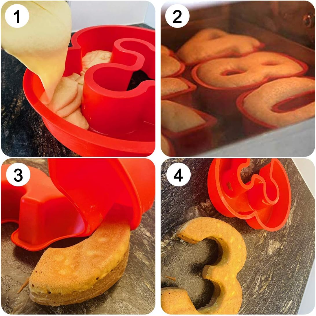 Mariage Moules A Gateaux Pour Anniversaire Moules A Gateaux En Silicone 9 Pieces Anniversaire Moule A Gateau En Silicone En Forme De Chiffres De 0 A 8 Moules A Gateaux Moules A