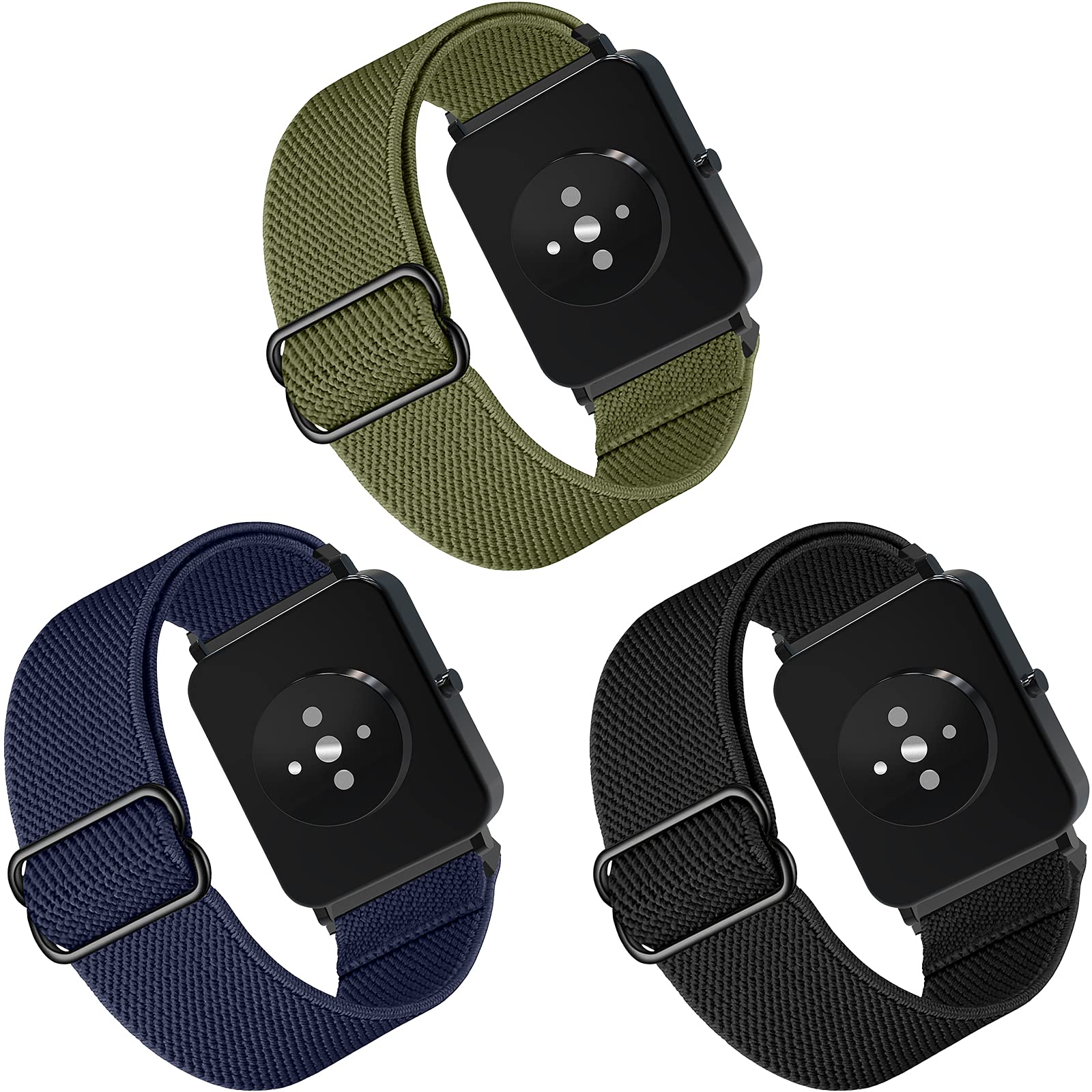 Songsier Strap Compatible with Galaxy Watch Active/Active 2 40mm / 44mm Adjustable Stretch Braided Elastics Nylon Wristband for Gear Sport / S2 Classic/Garmin Vivo Active 3 / Watch 3 41mm