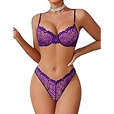 Avidlove Women's 2 Piece Lace Underwire Bra and Panty Sets Sexy Push Up Lingerie Set for Women