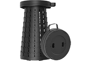 ALEVMOOM 2025 18" H Collapsible Stool with Cushion, Capacity 600lbs Portable Stools for Adults Heavy Duty, Adjustable Height Telescoping Folding Stool, for Outdoor Camping Travel Hiking Fishing