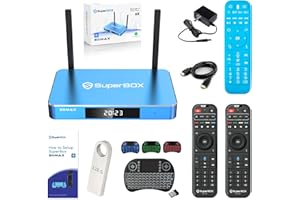 XCCTI Newest Super Bundle S5 Max 2024 TV Box with Original Voice Remote*2+Remote Soft Case*1+Alternate Mini Keyboard*1+Practical 128G USB Flash Disk*1+Installation Manual