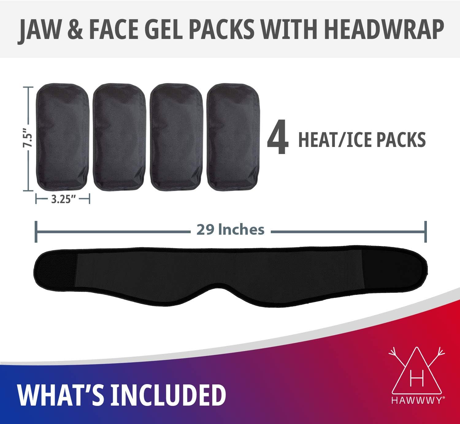 Hawwwy Head Wrap Pain Reliever (1 Wrap, 4 Reusable Hot Cold Gel Packs) Used for Wisdom Teeth Tooth TMJ Splint Face Chin Head Oral Surgery Headache Migrane Jaw Dental Relief Heating Pad Ice Pack Cactus: Health & Personal Care