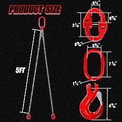 FITHOIST 5/16'' x 5 Ft Double Leg Chain Sling with