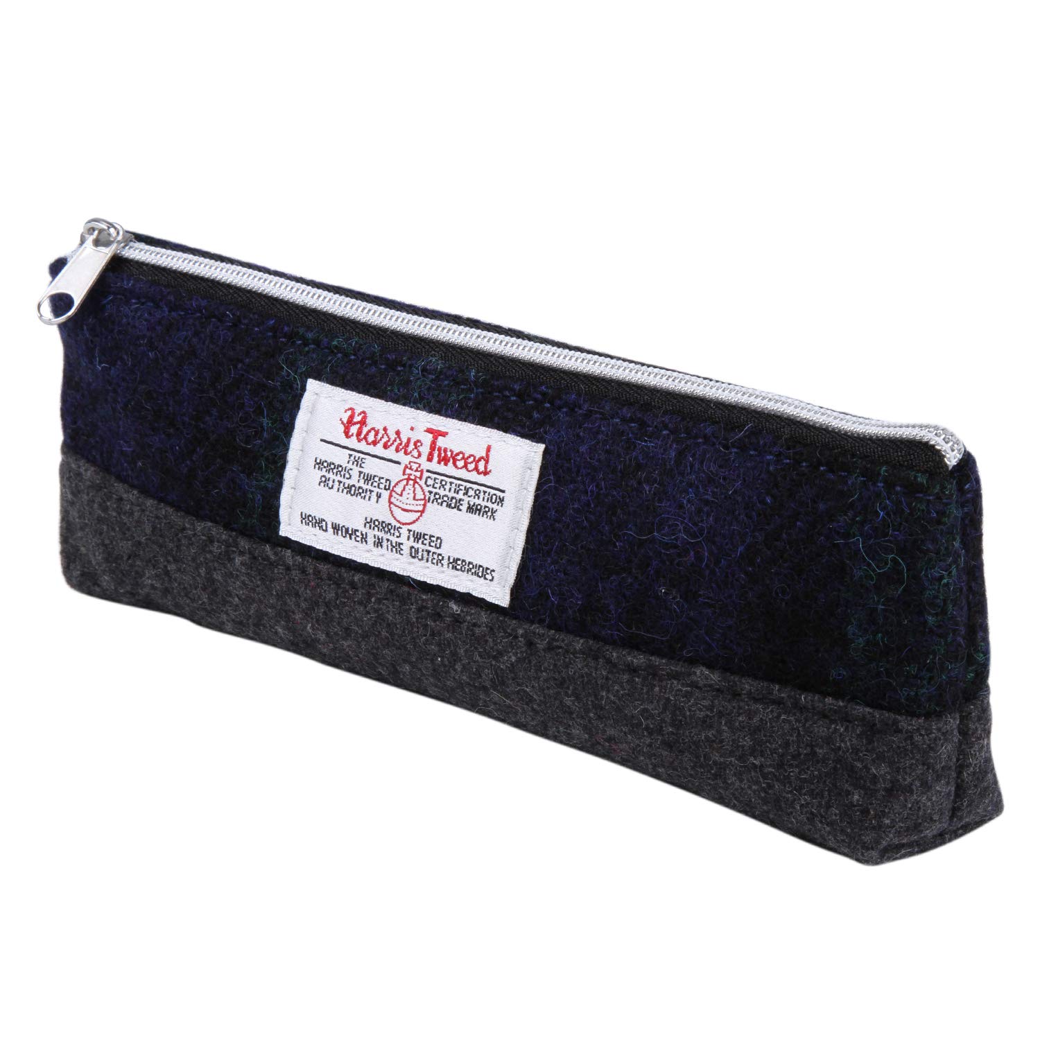 Harris Tweed Plaid Tartan Zipped Pencil Cases Makeup Case Pen Bag Purse (Green Tartan)