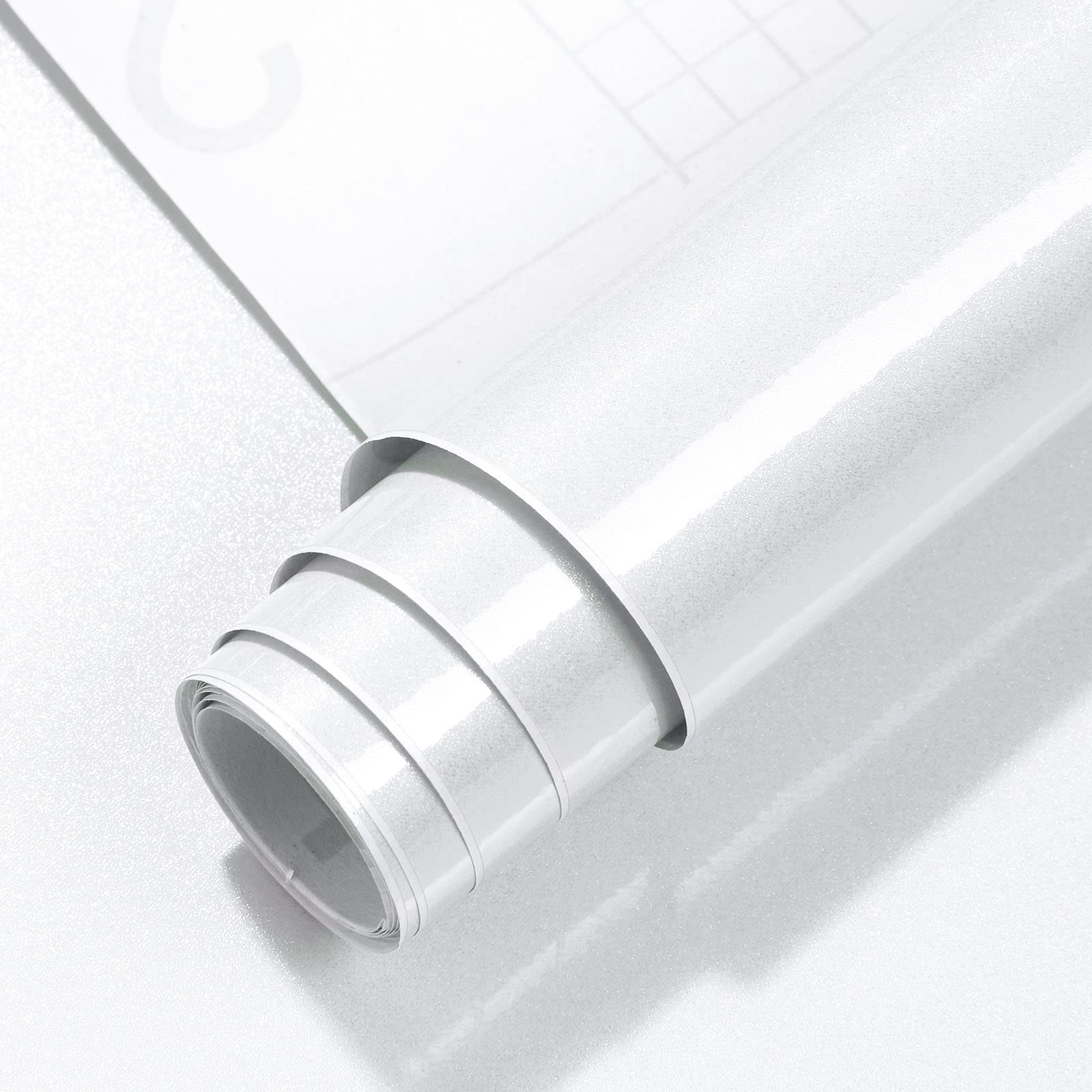 Timeet Self Adhesive Wallpaper 40CMx10M Waterproof Peel and Stick Wallpaper White Glitter Effect Vinyl Wrap Removable Sticky Back Plastic Kitchen Worktops Covering Furniture Stickers for Wall Cabinets