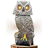 Ugold Solar Powered Garden Owl with Motion Detection, Rotating Head, Realistic Hoots and Silent Mode, Outdoor Statue and Sculpture, Owl Decoration for Home, Garden, Patio and Lawn