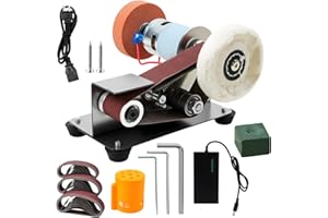 Noliven 3-in-1 Mini Belt Sander, 7 Adjustable Speed Electric Belt Grinder, 15 Degree Knife Sharpener Power Grinder Polisher w