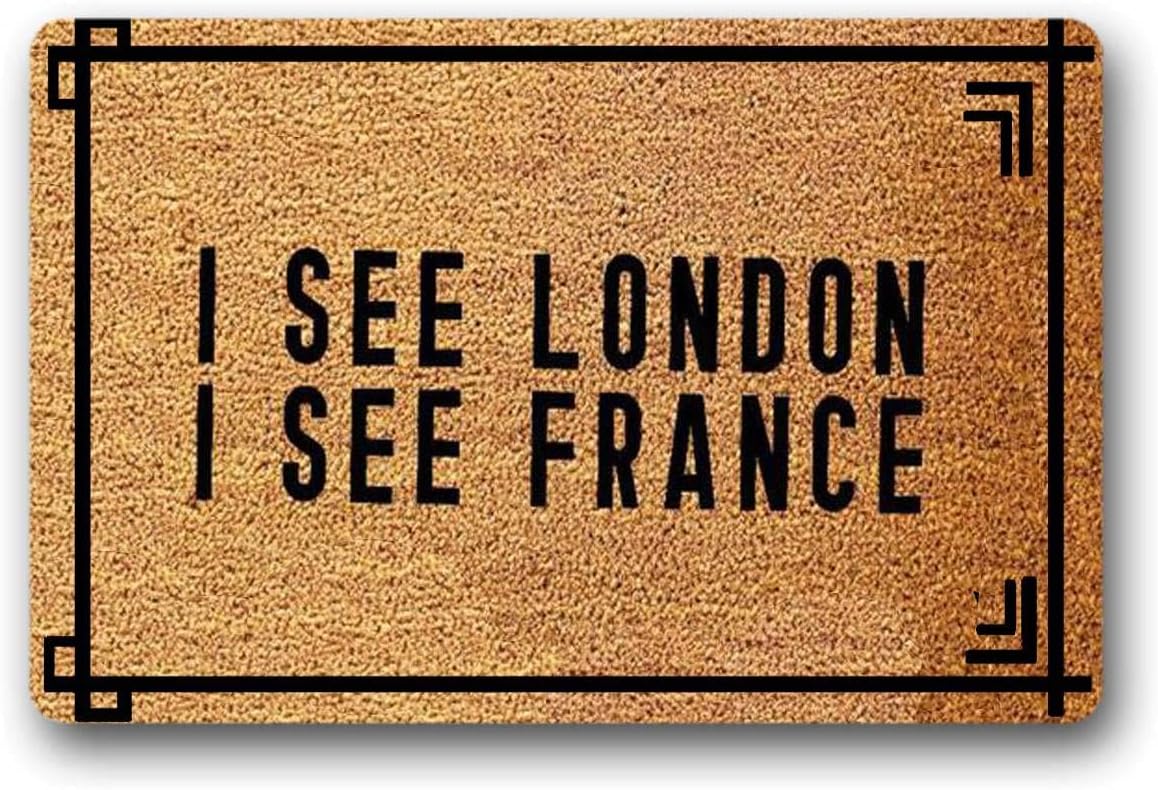 WYFKYMXX Funny Doormat, I See London I See France,Funny Welcome Mat, Cute Doormat 23.6" x 15.7"