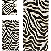 YoCosy 3-Piece Towel Set, Bohemian Black Animal Zebra Print Bath Towel Sets Absorbent Soft Towels for Bathroom Quick Dry Cotton Bath Sheets (Contains 1 Bath Towel, 1 Hand Towel, 1 Washcloth)