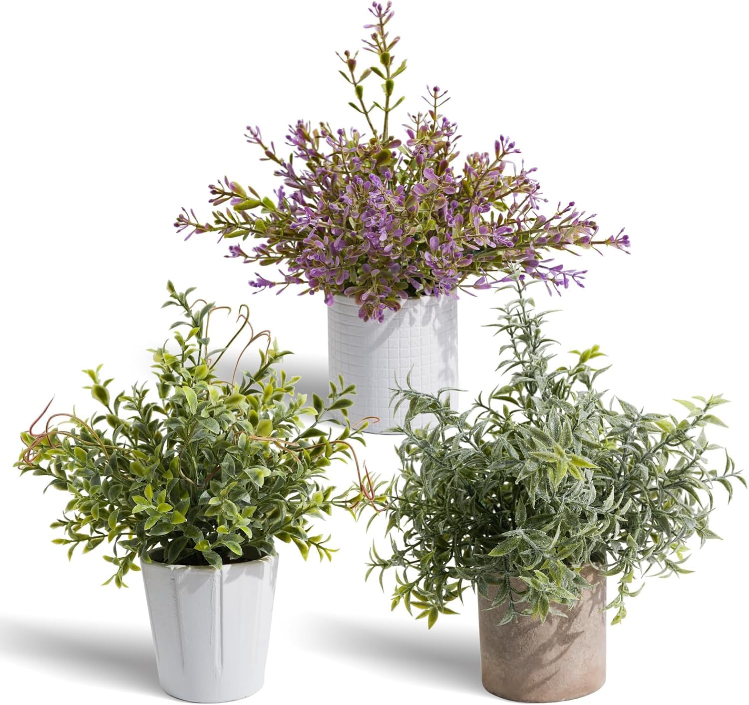 YVONNEYI 3Pcs Artificial Plants Indoor, Faux Plants for Indoors, Small Fake Plants Mini Greenery for Home Bathroom Kitchen Office Room Shelf Decor