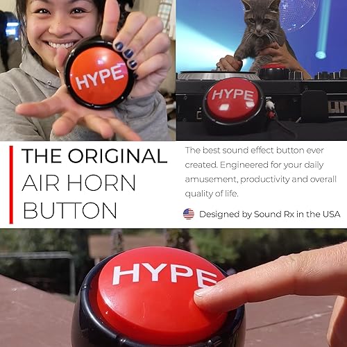Hype Button Hip Hop Air Horn Sound Effect Button (Batteries Included)  Stocking Stuffer Back to School Classr