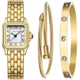 CHEETAH Women’s Gold Bangle Watch and Bracelet Set
