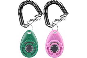 Dogs Clicker, [2 Pcs] Diyife Clickers for Dog Training with Wrist Strap Clicker Training for Dog Puppy Cat (Green&Pink)