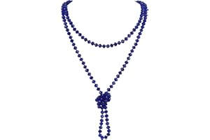 Firstmeet Fashion Beads Rope Knot Long Beaded Necklace Versatile 60" Strand Costume Jewelry for Women and Men