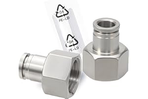 MSAEIQUN Stainless Steel 3/8 Air hose fittings, Push to Connect Air fittings Female Straight 3/8 Inch Tube OD x 1/2 NPT Thread Fitting (Pack of 2)